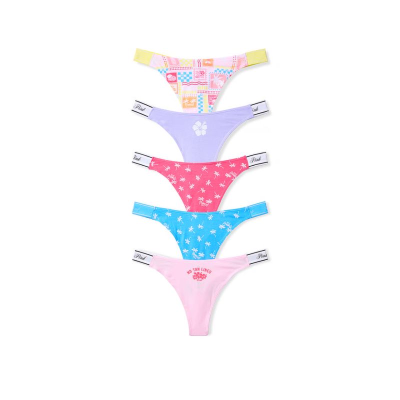 Набір трусиків 5-Pack Logo Cotton High-Leg Thong Panties Palms
