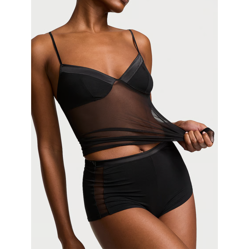 Піжама Sheer Reveal Modal & Mesh Cami Set Black