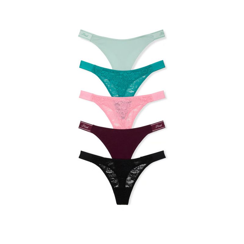 Набір трусиків 5-Pack Lace-Up Logo Thong Panties Mint