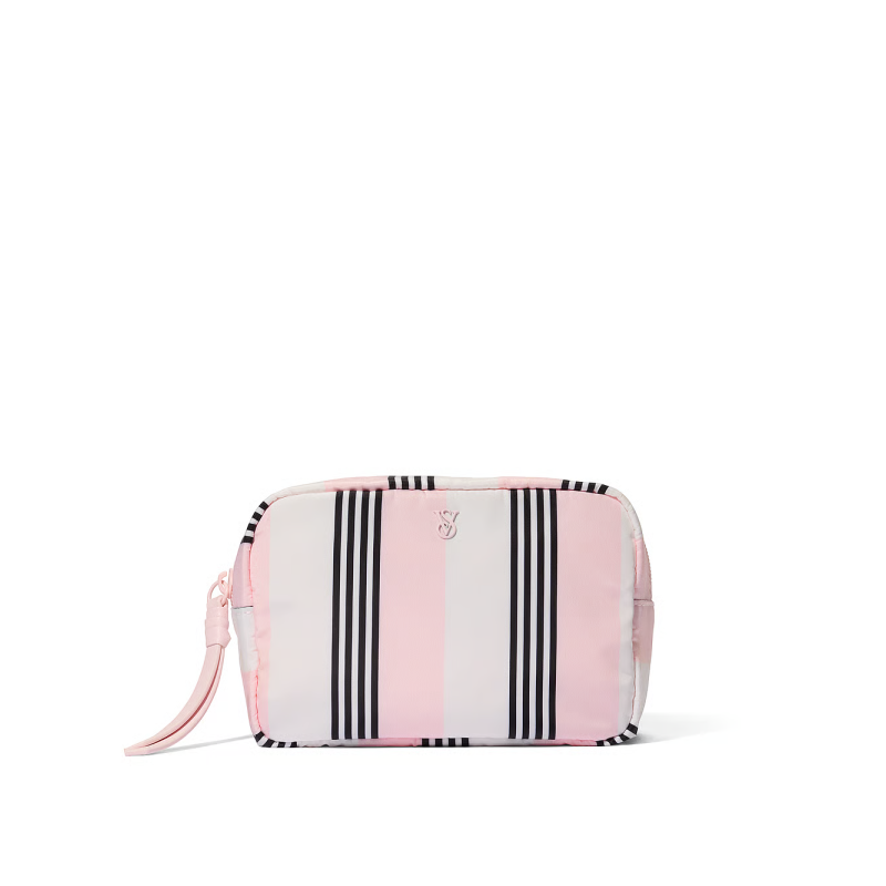 Косметичка Travel Makeup Bag Pink Black Stripe