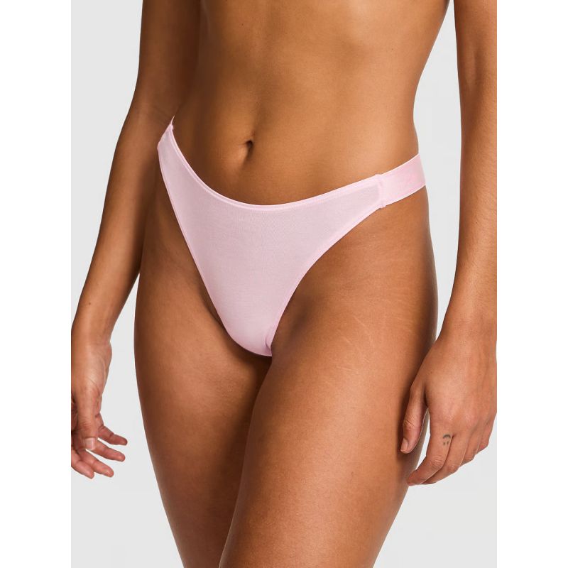 Трусики Logo Cotton High-Leg Thong Panty Pink Tulip