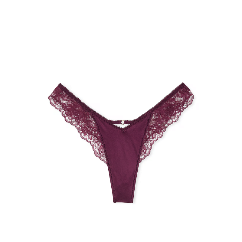 Трусики Rose Lace-Trim High-Leg Thong Panty Kir