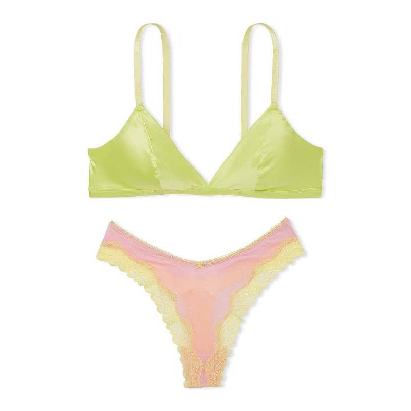 Комплект Tease Wireless Triangle Bralette & Thong Panty Limeade