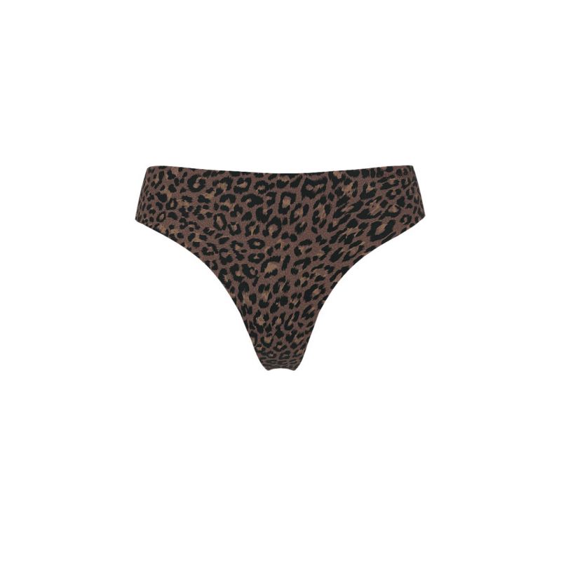 Трусики Body by Victoria Flex Mid-Rise Thong Panty Ganache Leopard