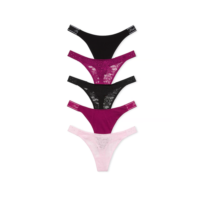 Набір жіночих трусиків 5-Pack Lace-Up Logo Thong PantiesFashion Pack