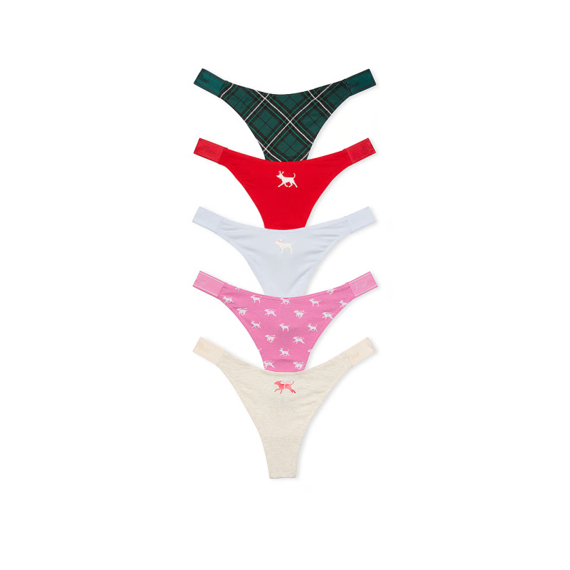 Набір жіночих трусиків 5-Pack Logo Cotton High-Leg Thong Panties Holiday Pack