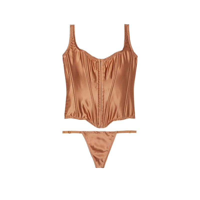 Комплект шовковий Classic Silk Corset Set Beige