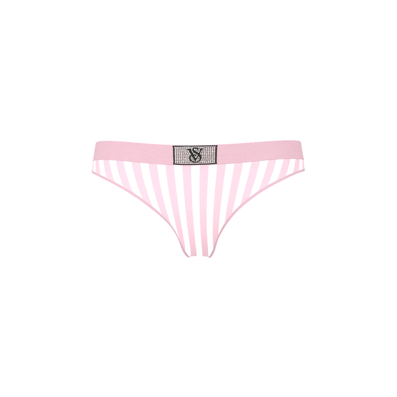 Трусики Logo Cotton Shine Patch Thong Panty Pink Stripes