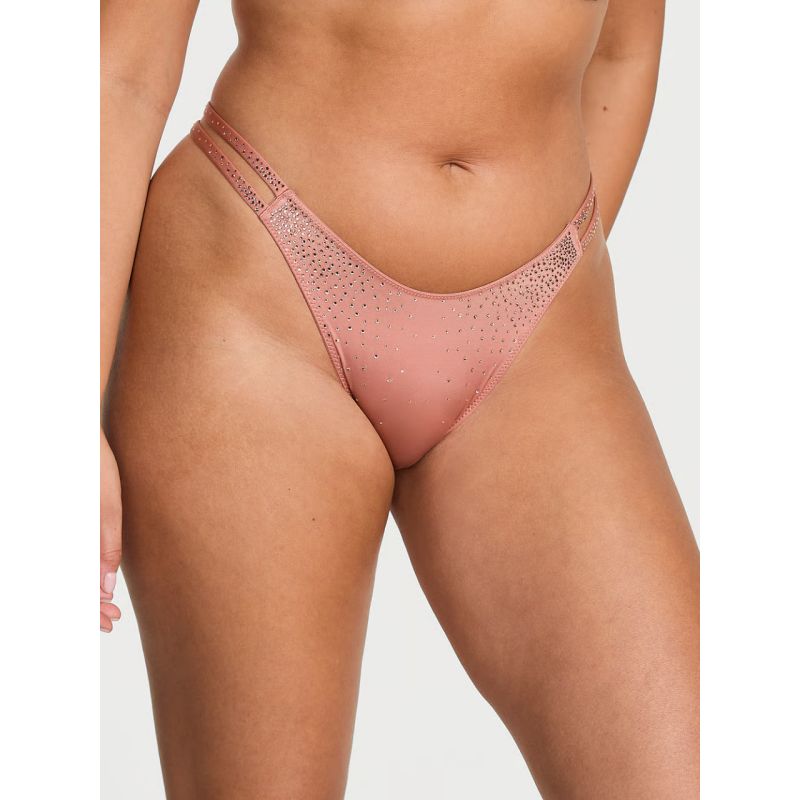 Трусики Sparkle Crystal Shine Strappy Thong Panty Desert Blush