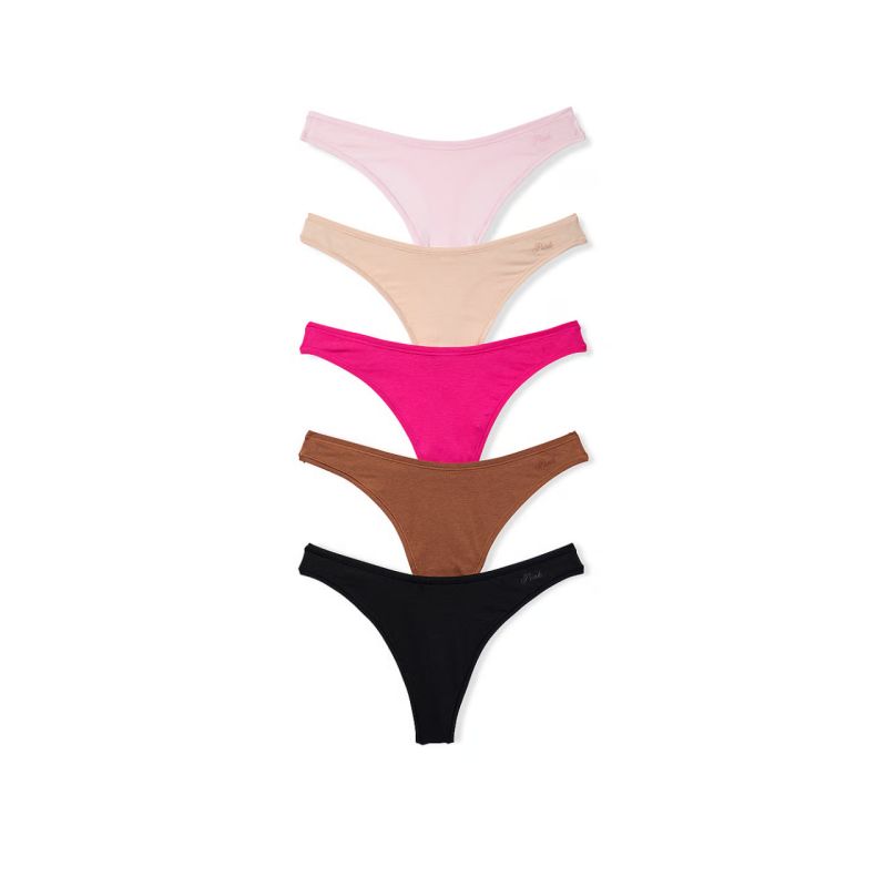Набір трусиків 5-Pack Logo Cotton High-Leg Thong Panties Spring Basic