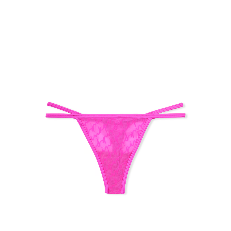 Трусики Flocked Mesh Thong Panty Pink