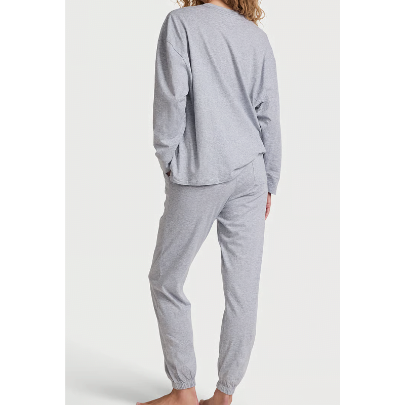 Піжама Cotton Long Pajama Set Grey VS