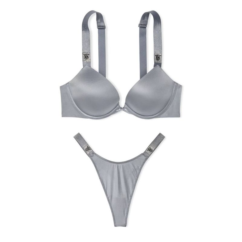 Комплект Very Sexy Bombshell Add-2-Cups Scattered Shine Strap Push-Up Bra Asteroid Grey