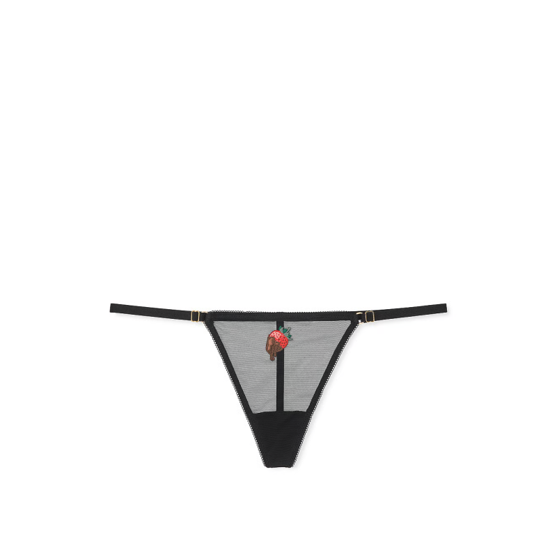 Трусики Very Sexy Flirty Mesh V-String Panty Black Strawberry