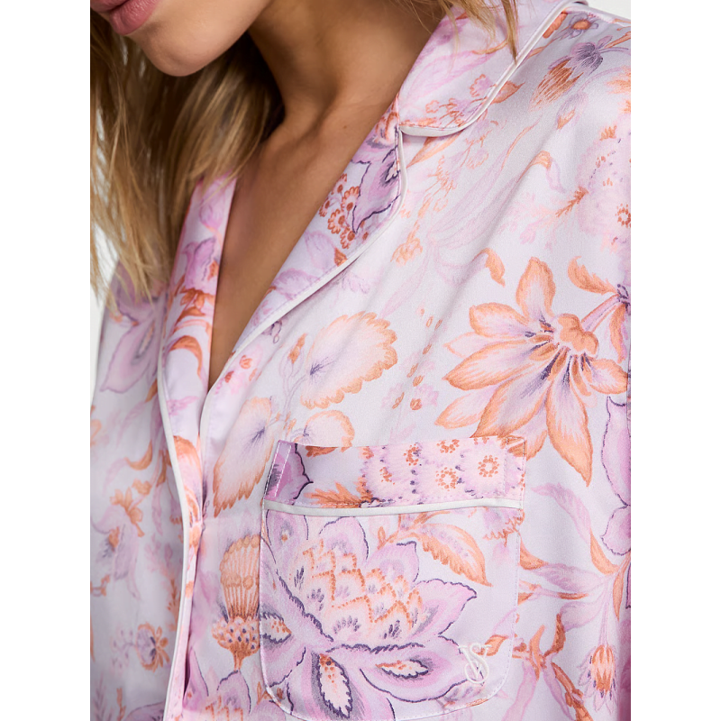 Піжама сатинова Satin Long Pajama Set Violet Floral VS