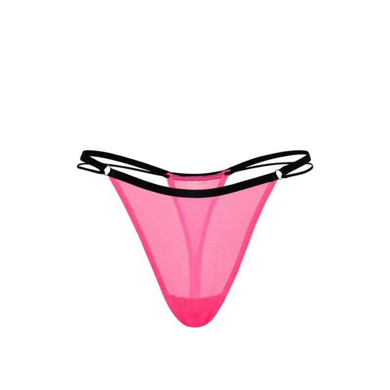 Трусики PINK Mesh High-Leg Thong Panty Pink