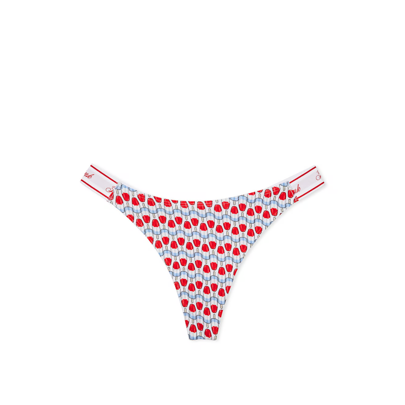 Трусики Logo Cotton High-Leg Thong Panty Optic White Popsicle Print