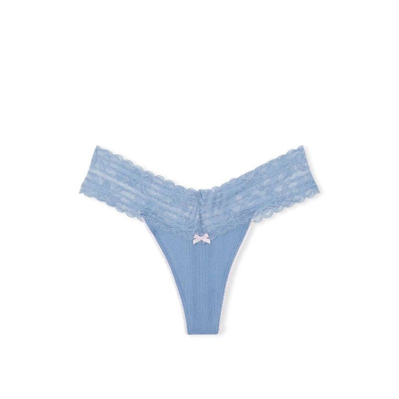 Трусики Lace Waist Pointelle Faded Denim