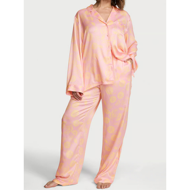 Піжама сатинова Signature Satin Long Pajama Set Lemons