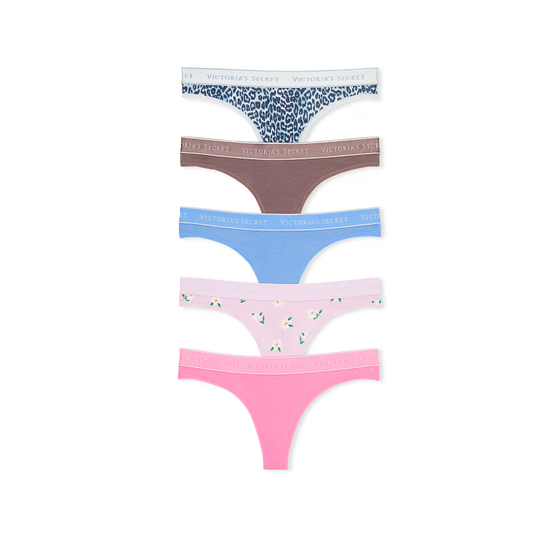 Набір жіночих трусиків 5-Pack Logo Cotton Thong Panties Mix