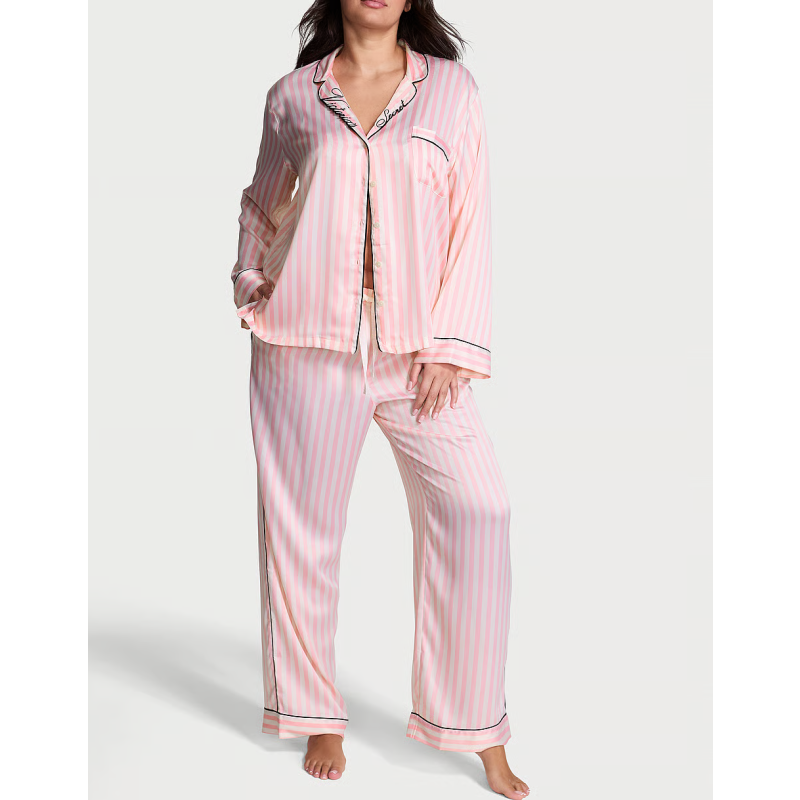 Піжама сатинова Signature Satin Long Pajama Set Stripe