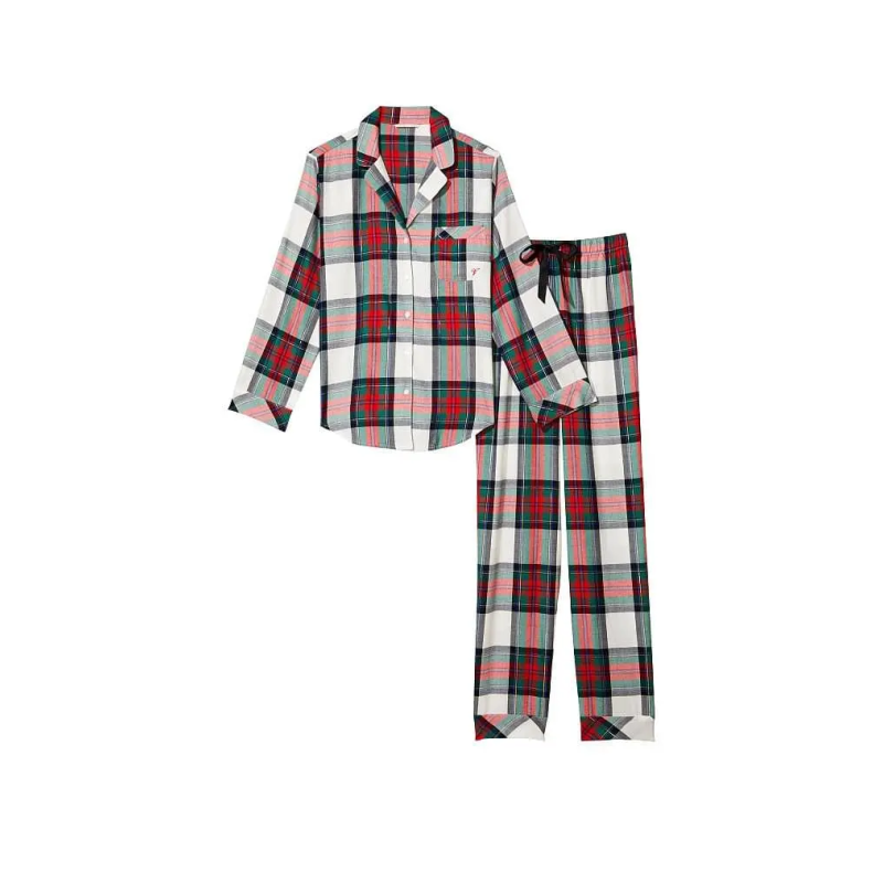 Піжама Flannel Long Pajama Set Green Plaid