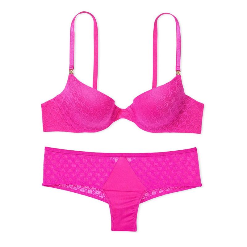 Комплект Icon by VS Push-Up Demi Bra & Panty Фуксія