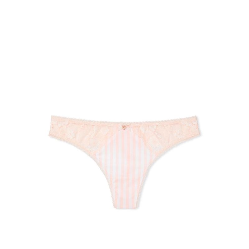 Трусики Smooth Lace Thong Panty Pink Stripe