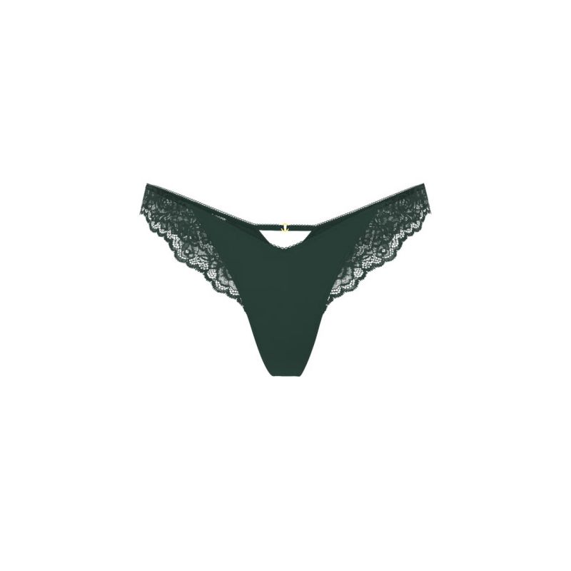 Трусики Rose Lace-Trim High-Leg Thong Panty Cilantro