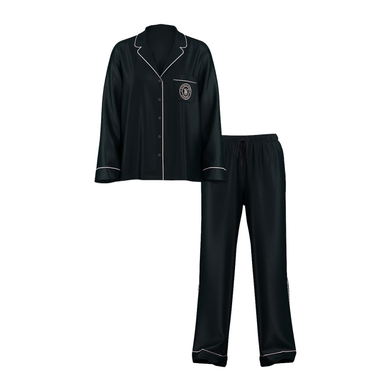 Піжама сатинова Satin Long Pajama Set Black N VS