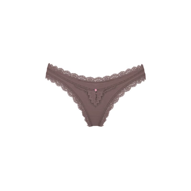 Трусики Dream Angels Lace-Trim Brazilian Panty Cloudy Grey