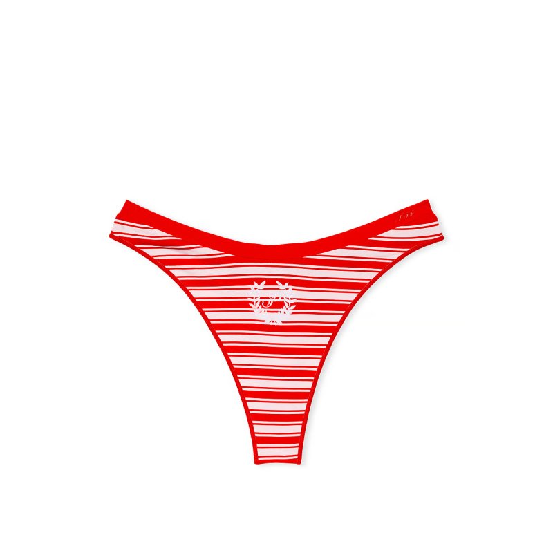 Трусики Seamless High-Leg Thong Panty PINK Red Stripe