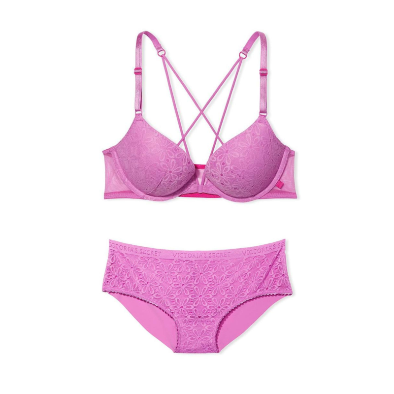 Комплект білизни Lace Front Push Up Bra & Hipster Panty Orchid Pink