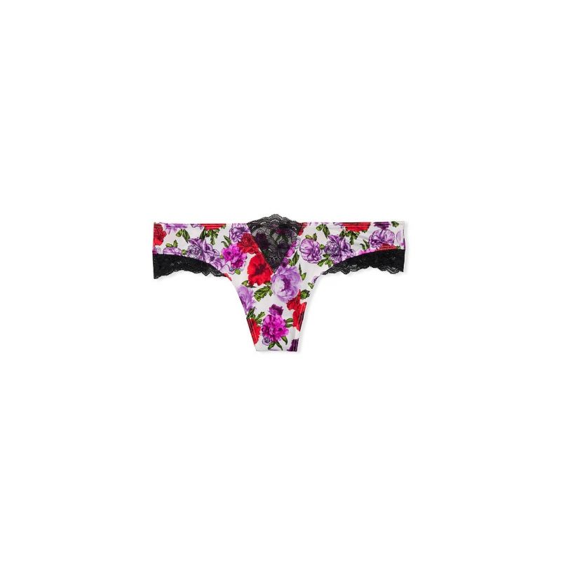 Трусики Micro Lace Inset Thong Panty Floral