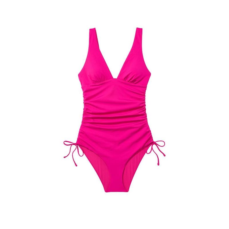 Суцільний купальник Swim Ruched Plunge One-Piece Swimsuit Forever Pink