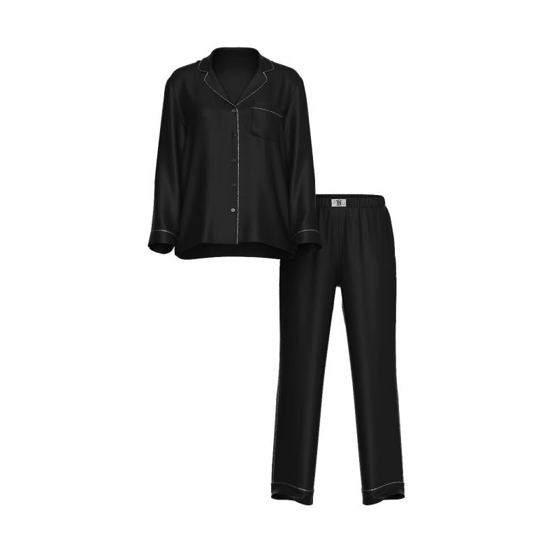 Піжама сатинова Glazed Satin Shine Long Pajama Set Pink Black