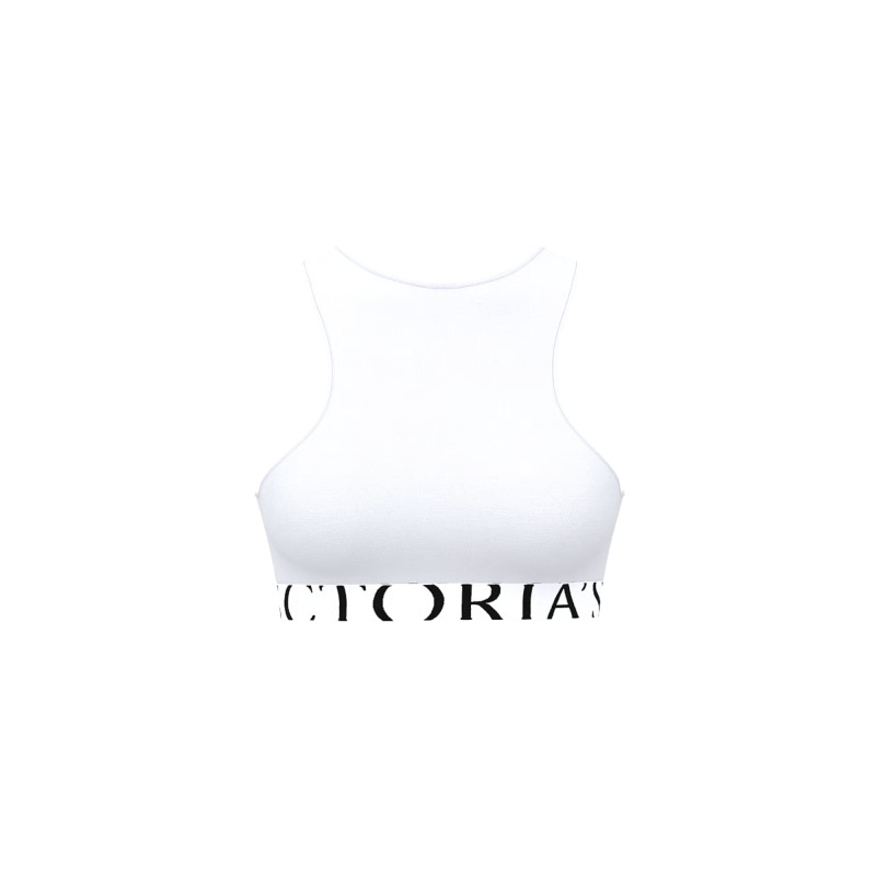 Бюстгальтер бралет Cotton Exploded Logo Unlined High-Neck Bralette White