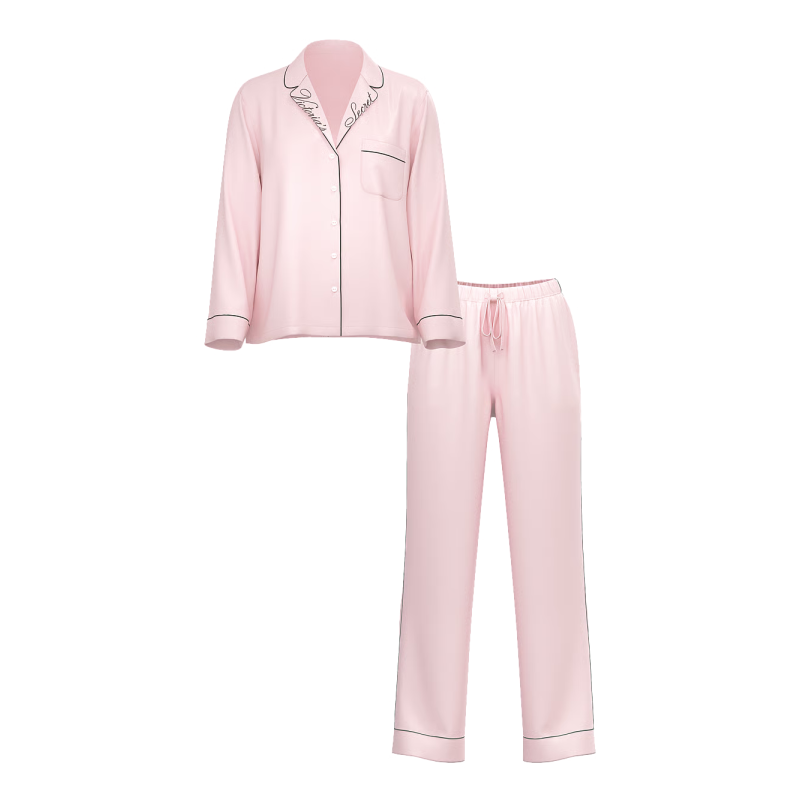 Піжама сатинова Glazed Satin Long Pajama Set Angel Pink W