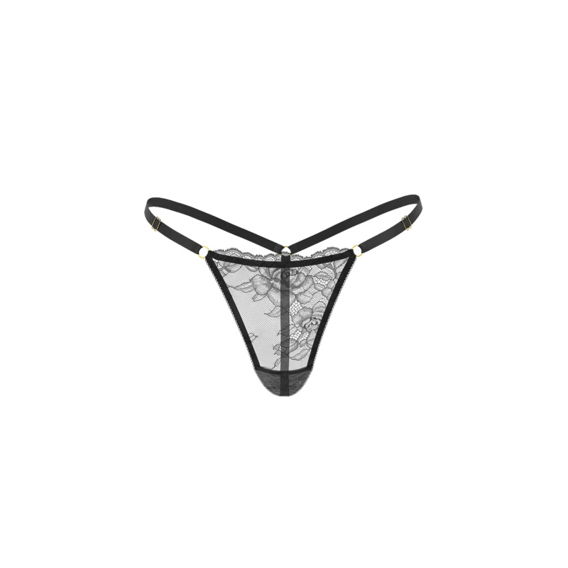 Трусики Rose Lace Adjustable V-String Panty Black
