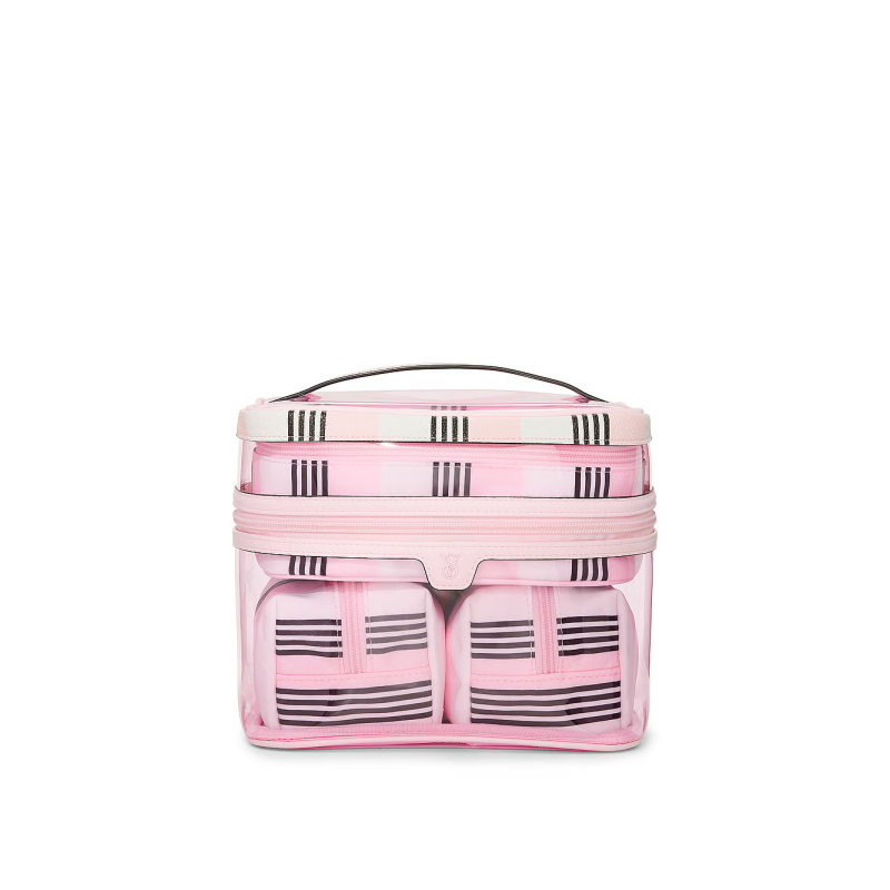Набір косметичок 4-in-1 Train Case Pink Black Stripe