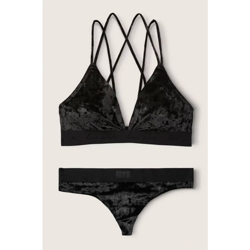 Комплект топ-бра Pink Bralette & Thong Panty Black