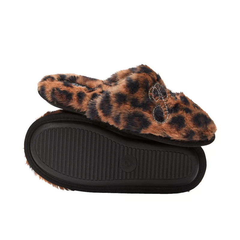 Домашні тапочки Faux-Fur Closed-Toe Slippers Leopard Bling Logo VS