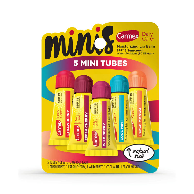 Набір бальзамів для губ від Carmex Daily Care 5 mini lip balm pack