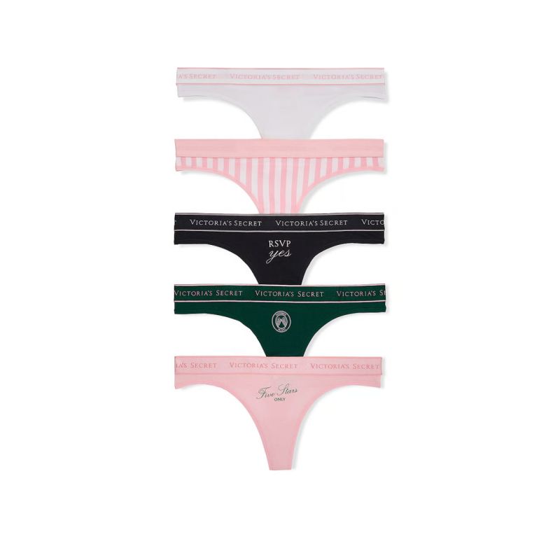 Набір трусиків 5-Pack Logo Cotton Thong Panties VS
