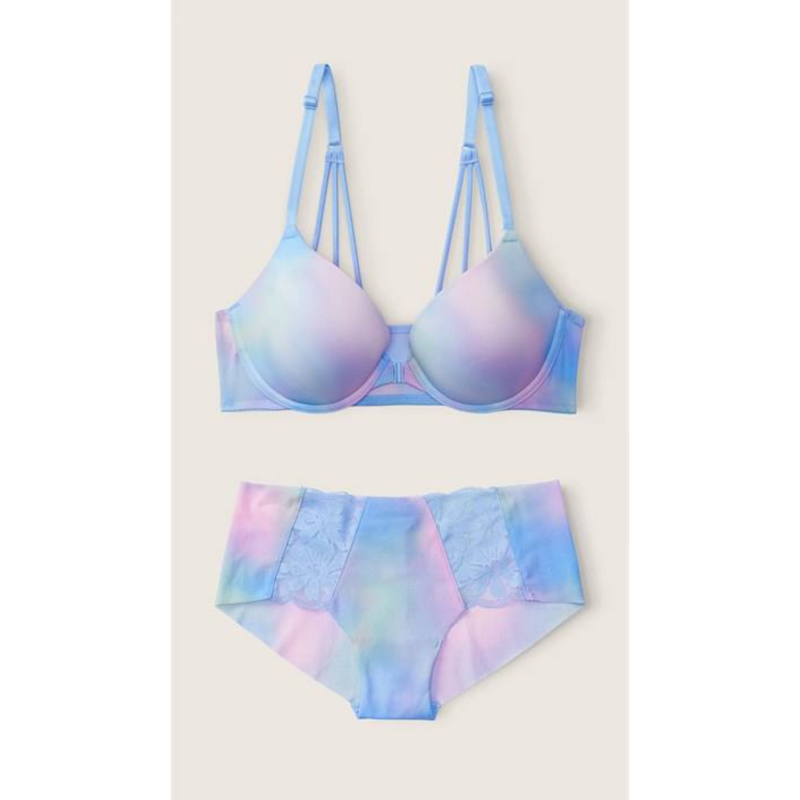 Комплект білизни Lace Front Push Up Bra & Hipster Panty Ombre Blue