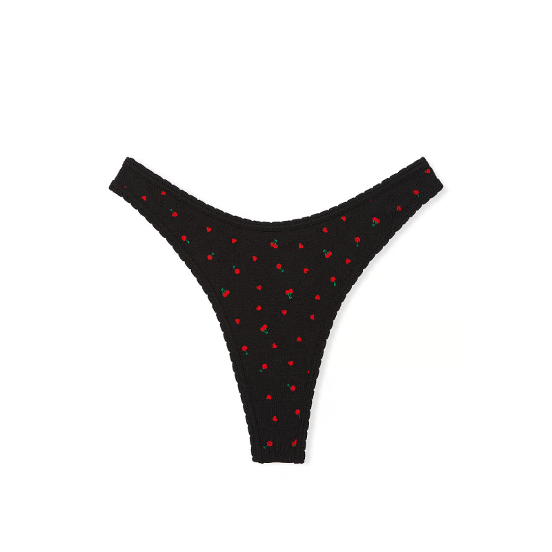 Трусики Cotton Thong Panty Black Cherry Heart Print