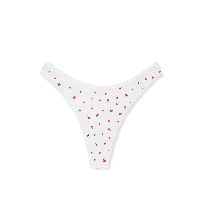 Трусики Cotton Thong Panty White Cherry Heart Print