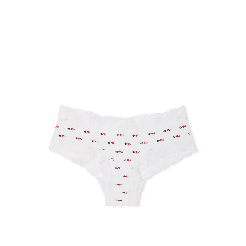 Жіночі трусики Wink Lace-Trim Cheeky Panty White Eye Heart You Print
