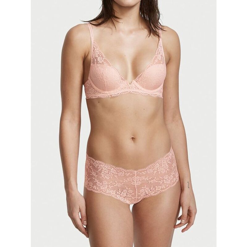 Комплект Lace Half-Pag Plunge Bra & Shortie Panty Pink Fizz