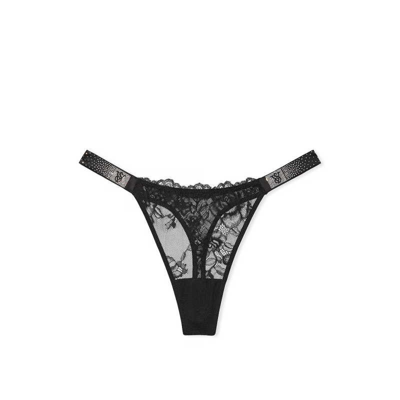 Трусики Very Sexy Scattered Shine Strap Lace Thong Panty Black